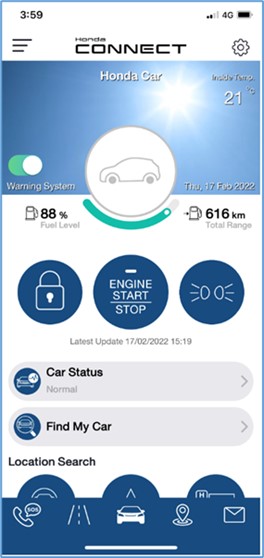 Honda Connect Main Page